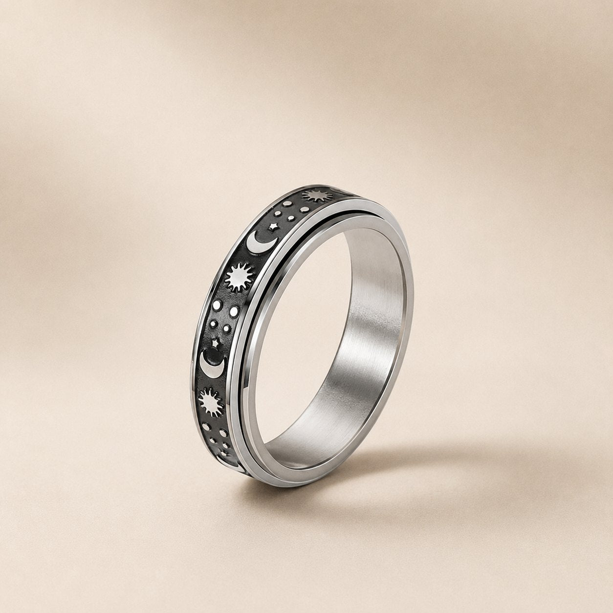 Aura ring maan en sterren design