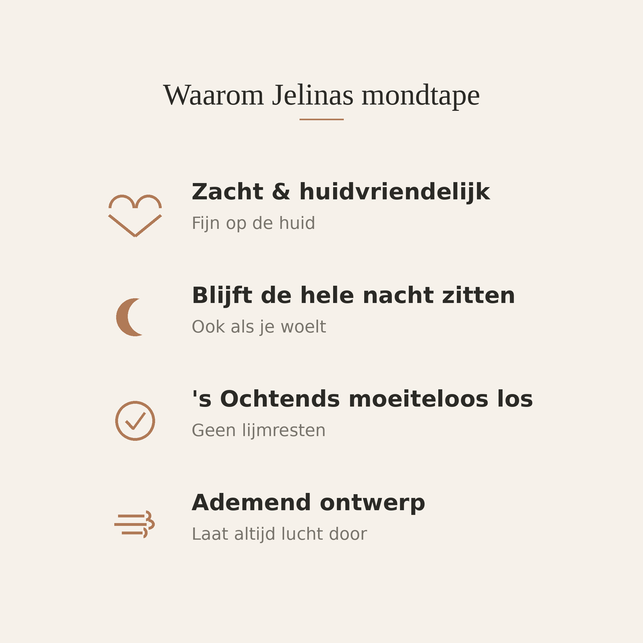 Waarom Jelinas mondtape: zacht, blijft zitten, moeiteloos los, ademend