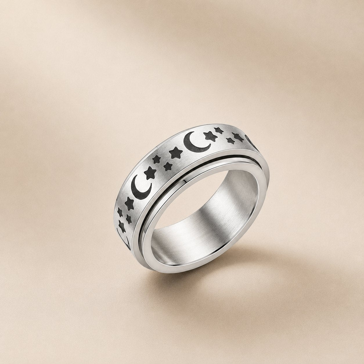 Aura ring maan en sterren design twee