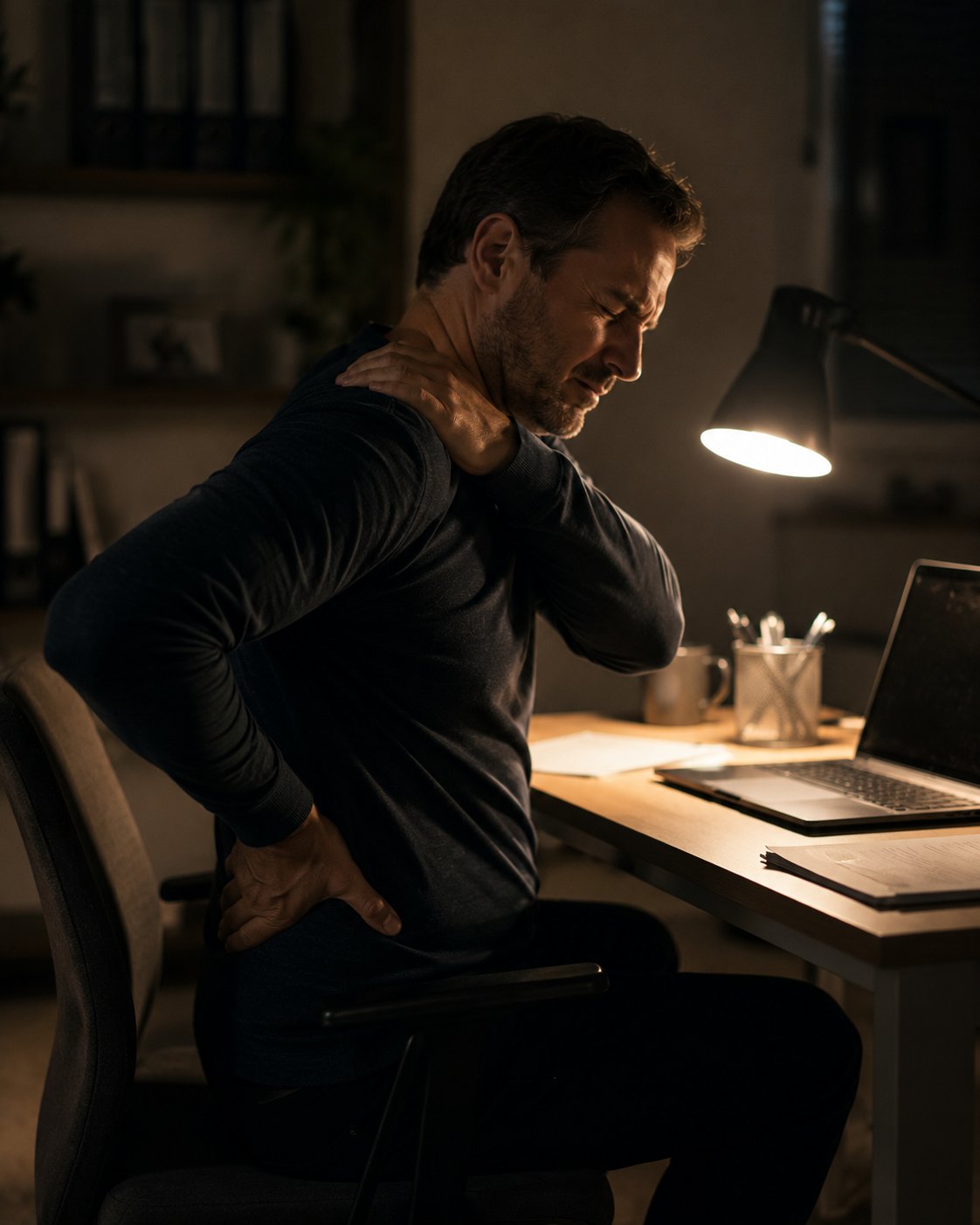 Werkstress en een stijve rug aan het bureau